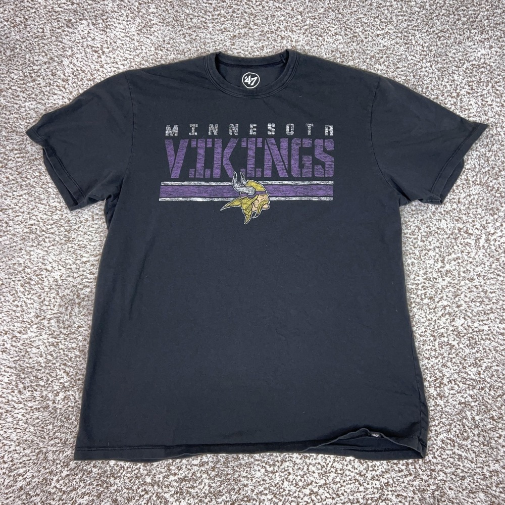 Minnesota Vikings Shirt Mens Large‎ Black NFL Football '47 Graphic Tee T Sports
